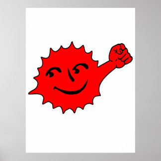 Poster Mascote do Sol Vermelho Alegre