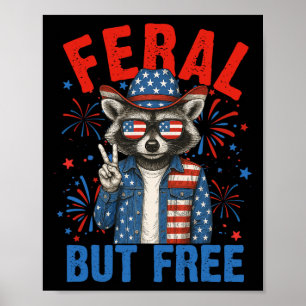 Poster Mascote Feral Mas Livre Guaxinim Usa 4 De Julho Ho
