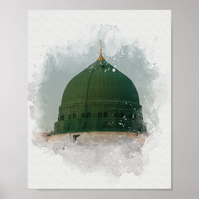Poster Masjid An-Nabawi - Ilustração de aquawi Islâmica P (Frente)