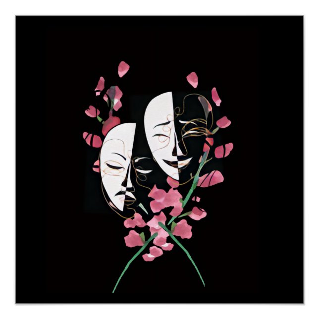 Pôster Mask poster - black + white (Frente)