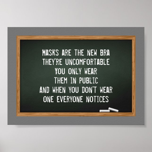 Poster Masks are the new bra joke blackboard (Frente)