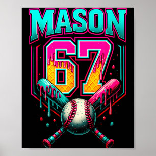 Poster Mason 67 Sorvete Engraçado Gotejante de Beisebol S