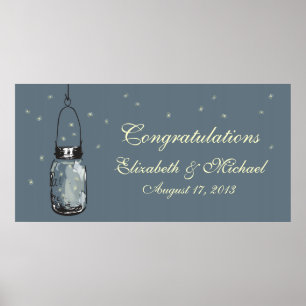 Pôster Mason Jar e Fireflies Banner
