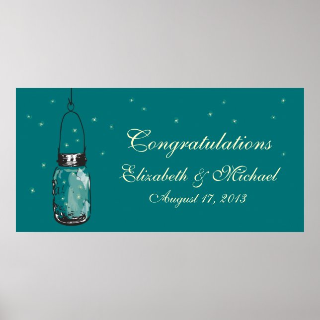 Pôster Mason Jar e Fireflies Banner (Frente)