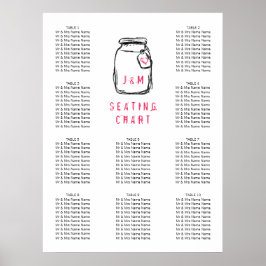 Poster Mason Jar e Pink Heart Wedding Gráfico 10