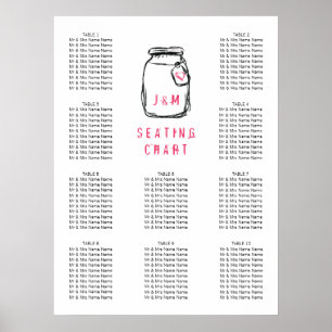 Poster Mason Jar e Pink Heart Wedding Gráfico 10