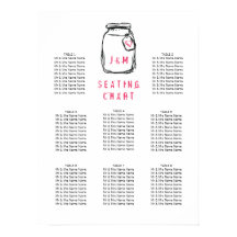 Mason Jar & Pink Heart Seating Chart