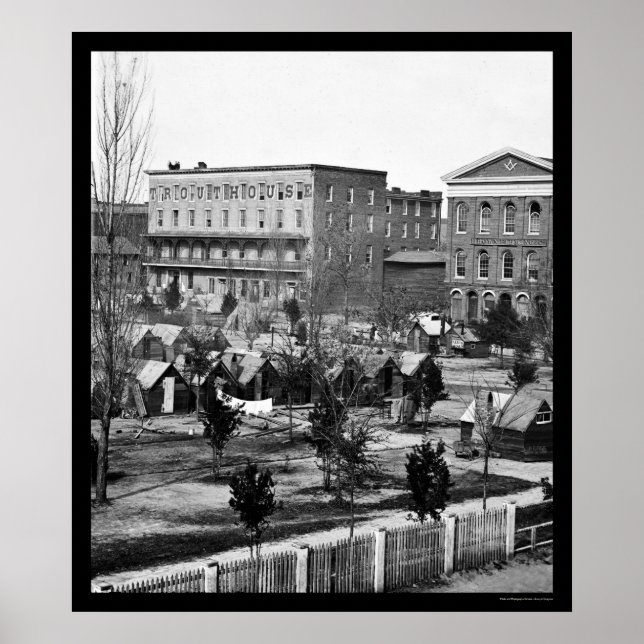 Pôster Masonic Hall na Rua Decatur em Atlanta, GA 1864 (Frente)