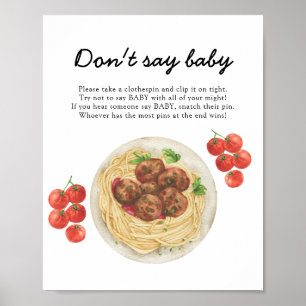 Poster Massa de carne Pasta Chá de bebê Não diga bebê