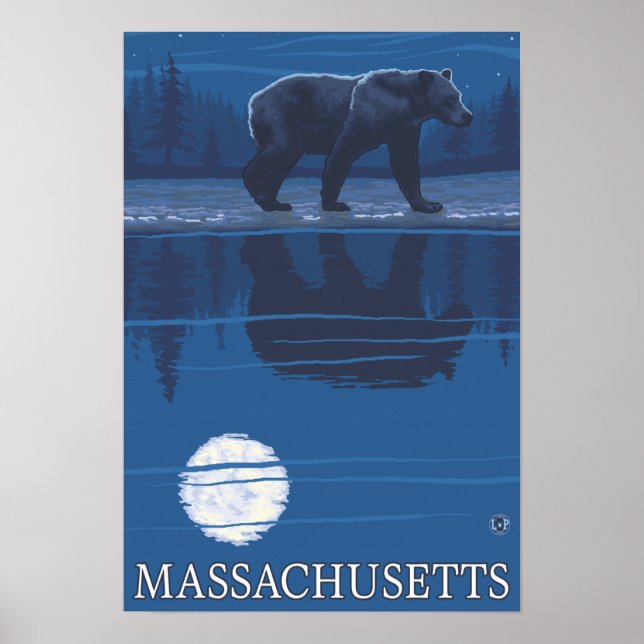 Pôster Massachusetts Bear no Luar (Frente)