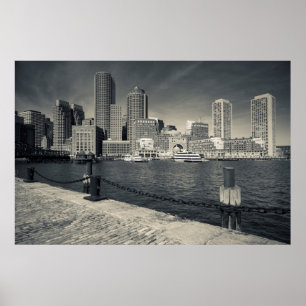 Pôster Massachusetts, Boston, edifícios Rowe's Wharf