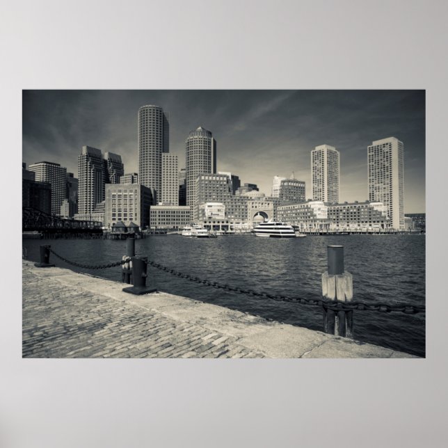 Pôster Massachusetts, Boston, edifícios Rowe's Wharf (Frente)