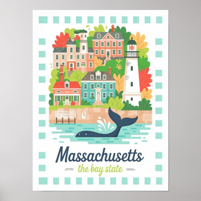 Poster Massachusetts, o Viagem de Verão dos EUA (Frente)