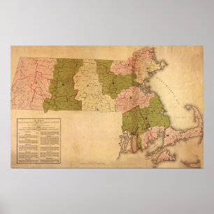 Poster MassachusettsPanoramic MapMassachusetts