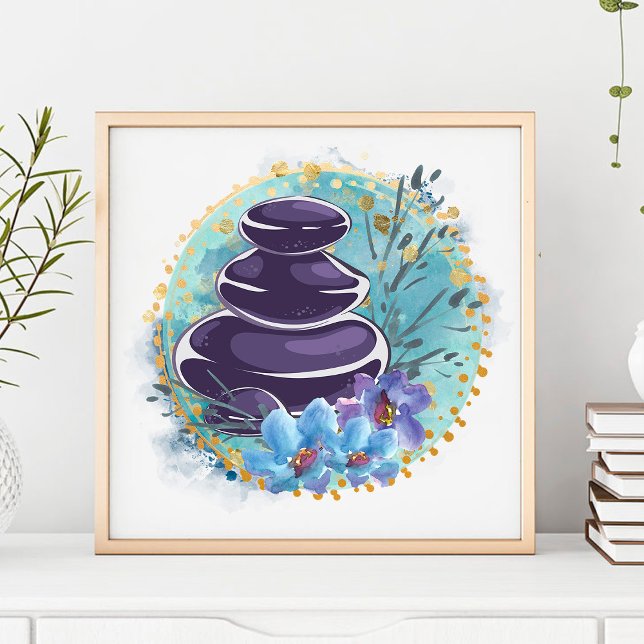 Poster Massagem Terapista Salon Spa Stylist Zen Stones (Criador carregado)