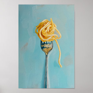 Poster Massas de espaguete em Fork Wall Art para Cozinha