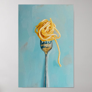 Poster Massas de espaguete em Fork Wall Art para Cozinha