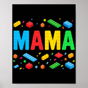 Poster Master Builder Building Bricks Bloqueia Mãe Engraç