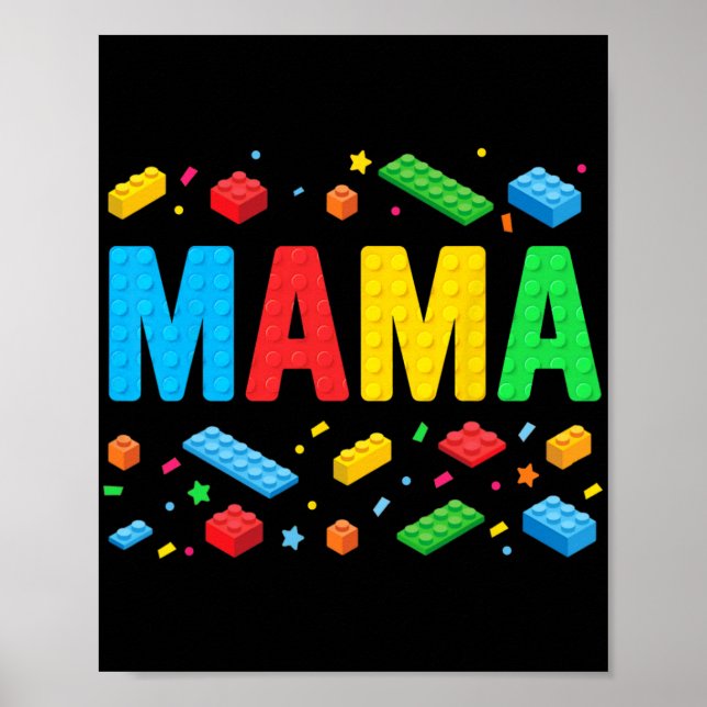 Poster Master Builder Building Bricks Bloqueia Mãe Engraç (Frente)