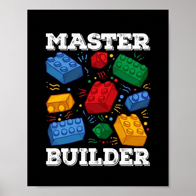 Poster Master Builder Cute Block Building Kids Toys Brick (Frente)