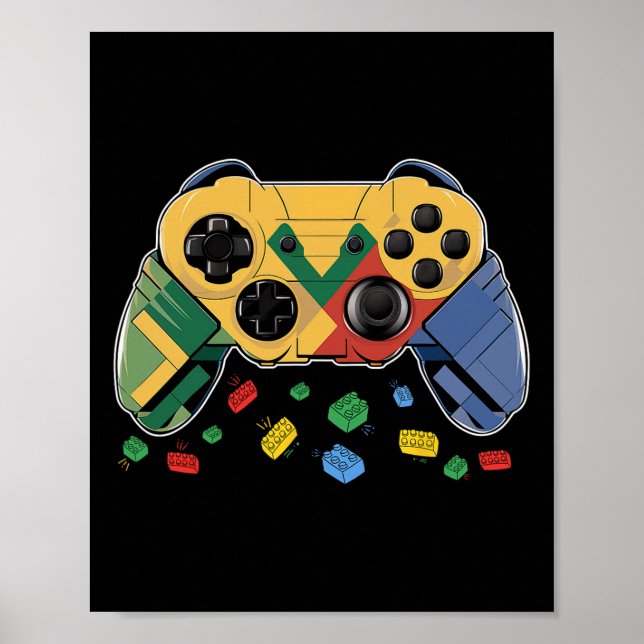 Poster Master Builder Video Game Block Brick Building Kid (Frente)