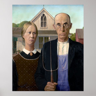 Pôster MASTERPIECE AMERICAN GOTHIC by GRANT WOOD 1930