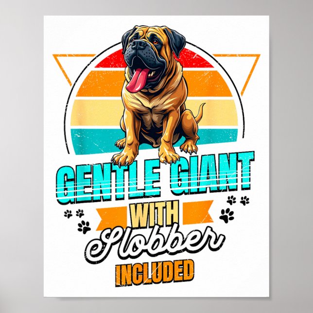 Poster Mastiff Lover Funny Mastiff Dog Retro  (Frente)