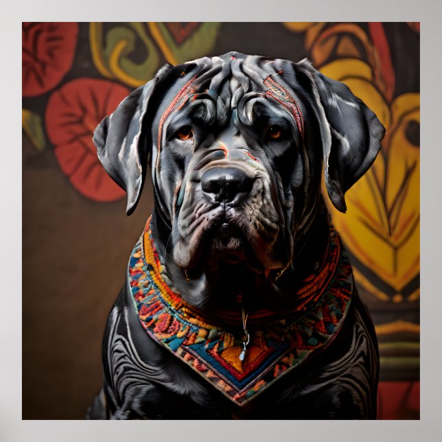 Poster Mastiff napolitano ceremonial no ataque guerreiro (Frente)