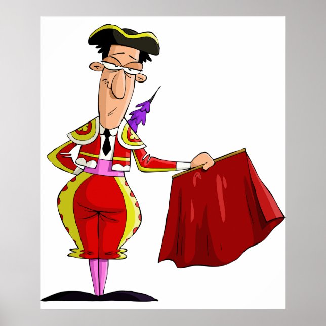 Poster Matador with Red Cape Spanish Bullfighter (Frente)