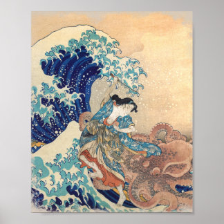 Poster Matando O Octopus De Kanagawa