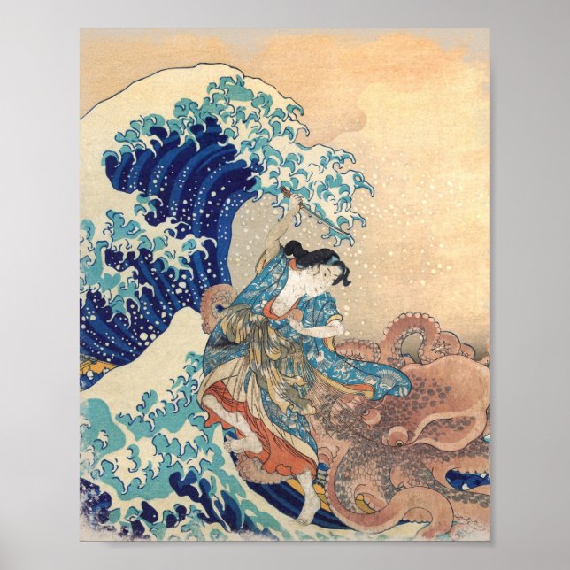 Poster Matando O Octopus De Kanagawa (Frente)