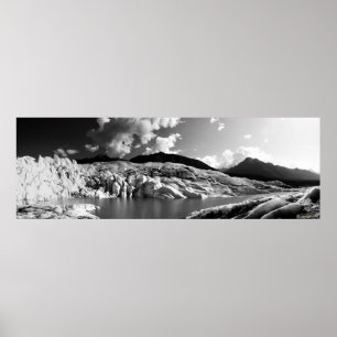 Pôster Matanuska Glacier Panorama Preto e Branco
