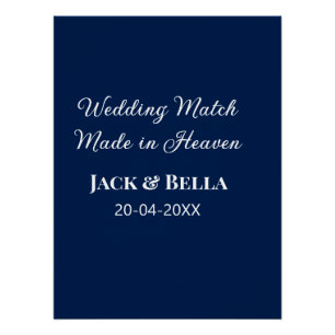 Pôster Match de casamento feito no paraíso favorece o azu