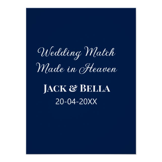 Pôster Match de casamento feito no paraíso favorece o azu (Frente)