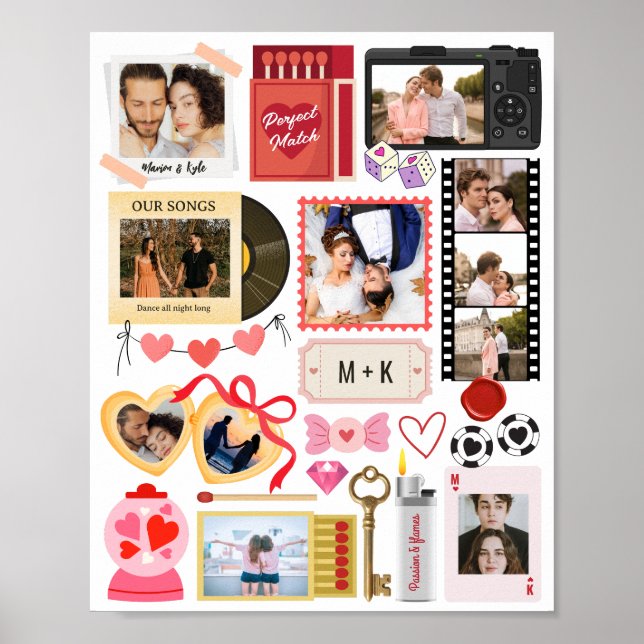 Poster Matchbox Photo Collage Perfect Match Couple Retro (Frente)