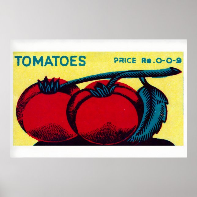 Poster Matchbox Wall Art Vintage Indian Tomato Label (Frente)