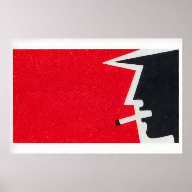 Poster Matchbox Wall Art Vintage Man Smoking Cigarette (Frente)