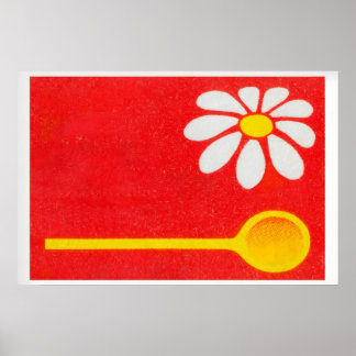 Poster Matchbox Wall Art Yellow Flower Design - Vintage