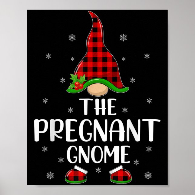 Poster Matching Family Buffalo Plaid The Pregnant Gnome C (Frente)
