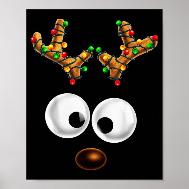 Poster Matching Family Christmas Reindeer Face Christmas  (Frente)