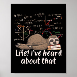 Poster Matemático Sloth Cartoon Math Engraçado Math