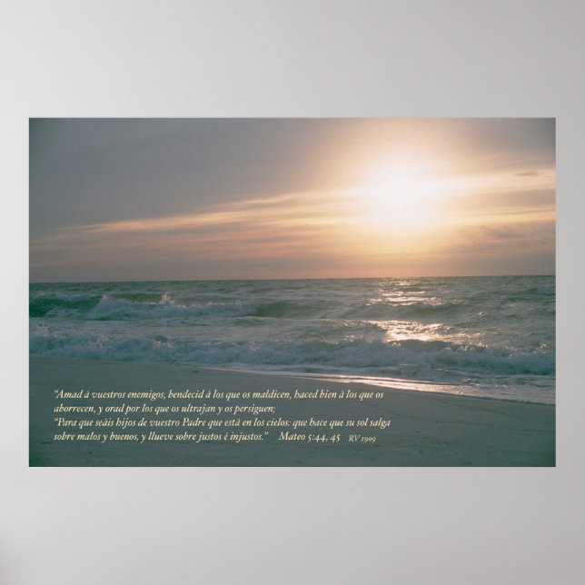 Poster Mateo 5: 44, 45 con Salida del Sol (Frente)