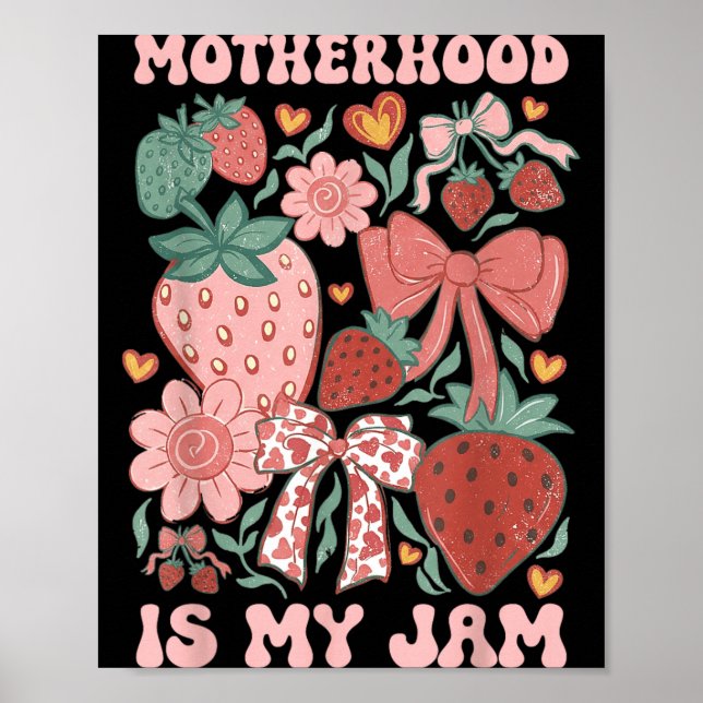 Poster Maternidade é Morango Boho Gráfico Mães (Frente)
