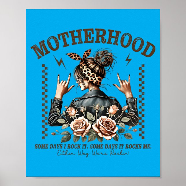 Poster Maternidade retrô engraçado dia das mães rocha mam (Frente)
