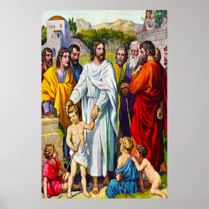 Pôster Mateus 19:13-15 Crianças Vêm a Jesus
