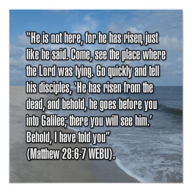 Pôster Mateus 28:6-7 WEBU (Frente)