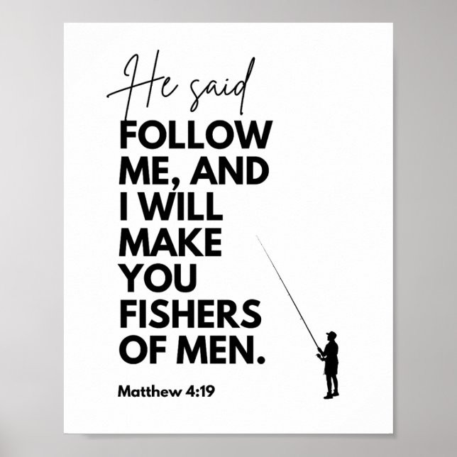 Poster Mateus 4:19 Pescadores de Homens Versículo Bíblico (Frente)