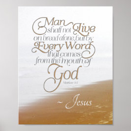 Poster Mateus 4:4 O homem não deve viver sozinho com pão