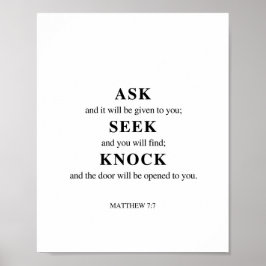 Poster Mateus 7:7 Pergunte Knock