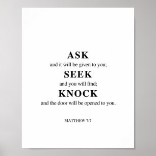 Poster Mateus 7:7 Pergunte Knock